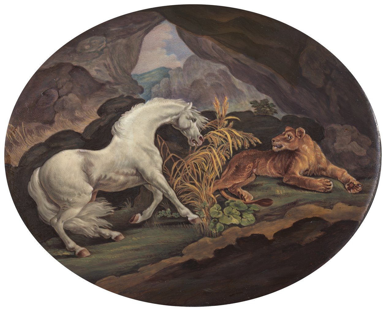 Een Paard Geschrokken door een Leeuwin, ca. 1800 door Unbekannt