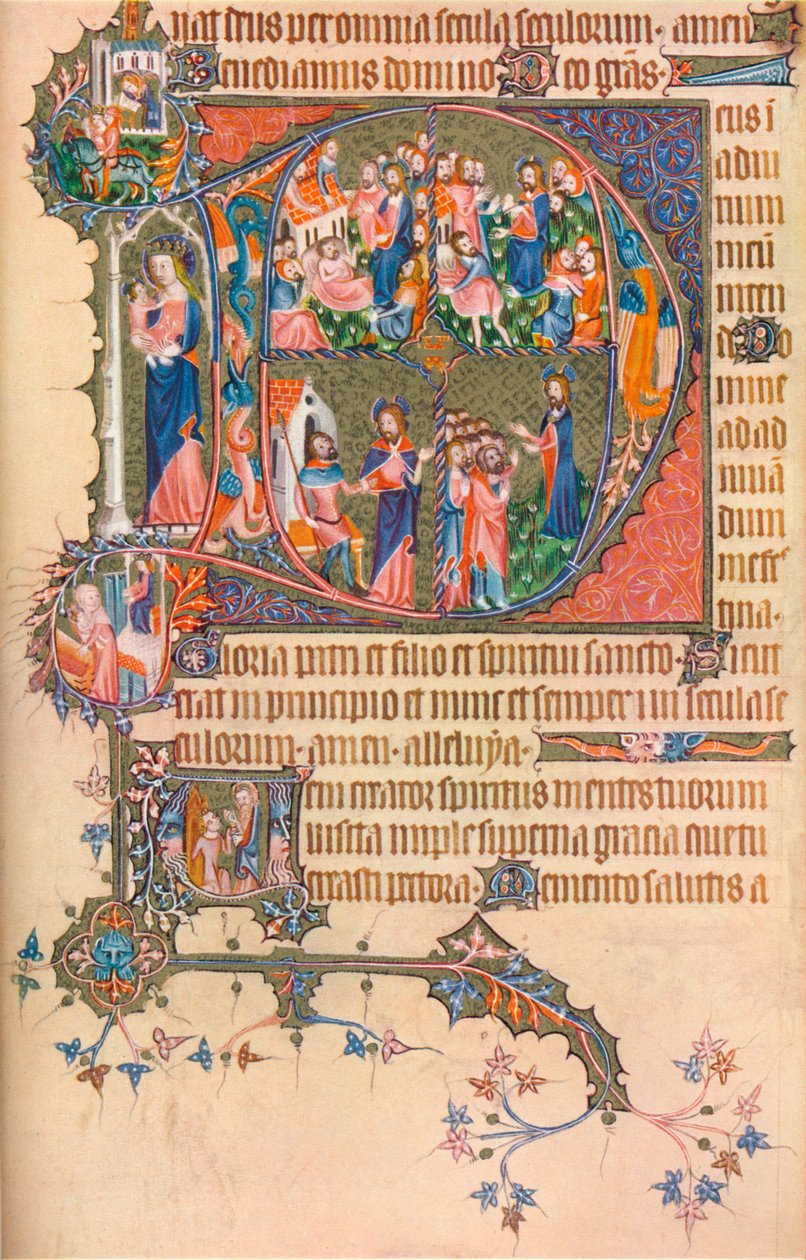 Een pagina uit de Egerton Bohun Psalter-Hours, 1370 door Unbekannt
