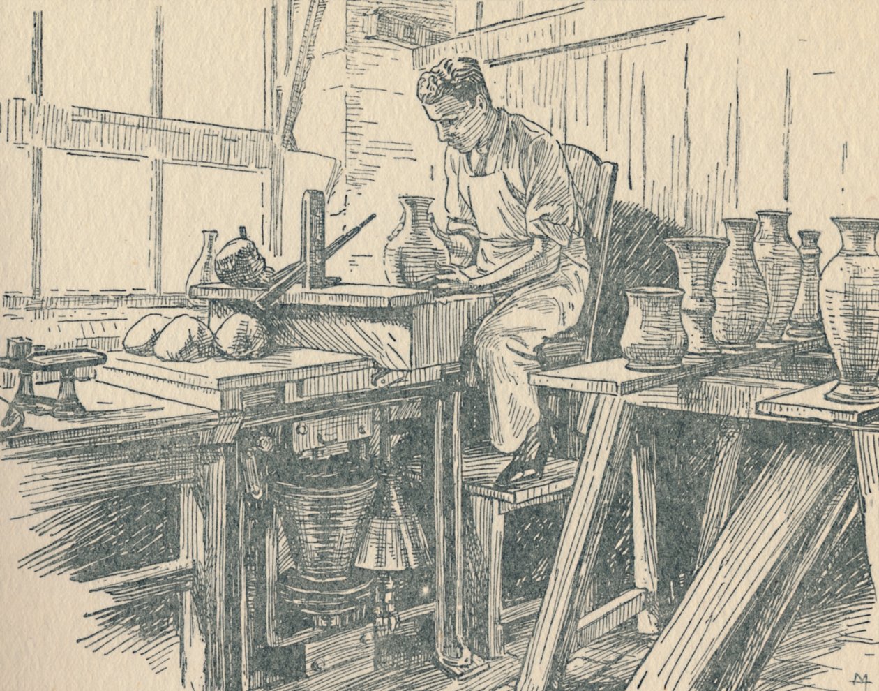 Een Potter aan het Werk, 1910 door Unbekannt