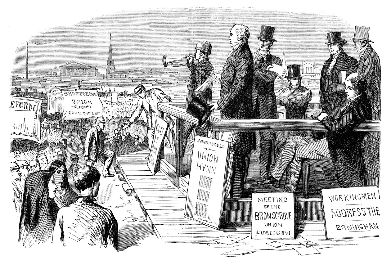 Een demonstratie voor de hervormingswet, Birmingham, West Midlands, c1832 c1895 door Unbekannt