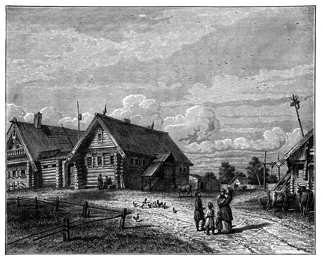 Een Russisch dorp in de zuidelijke landbouwzone, ca. 1890 door Unbekannt