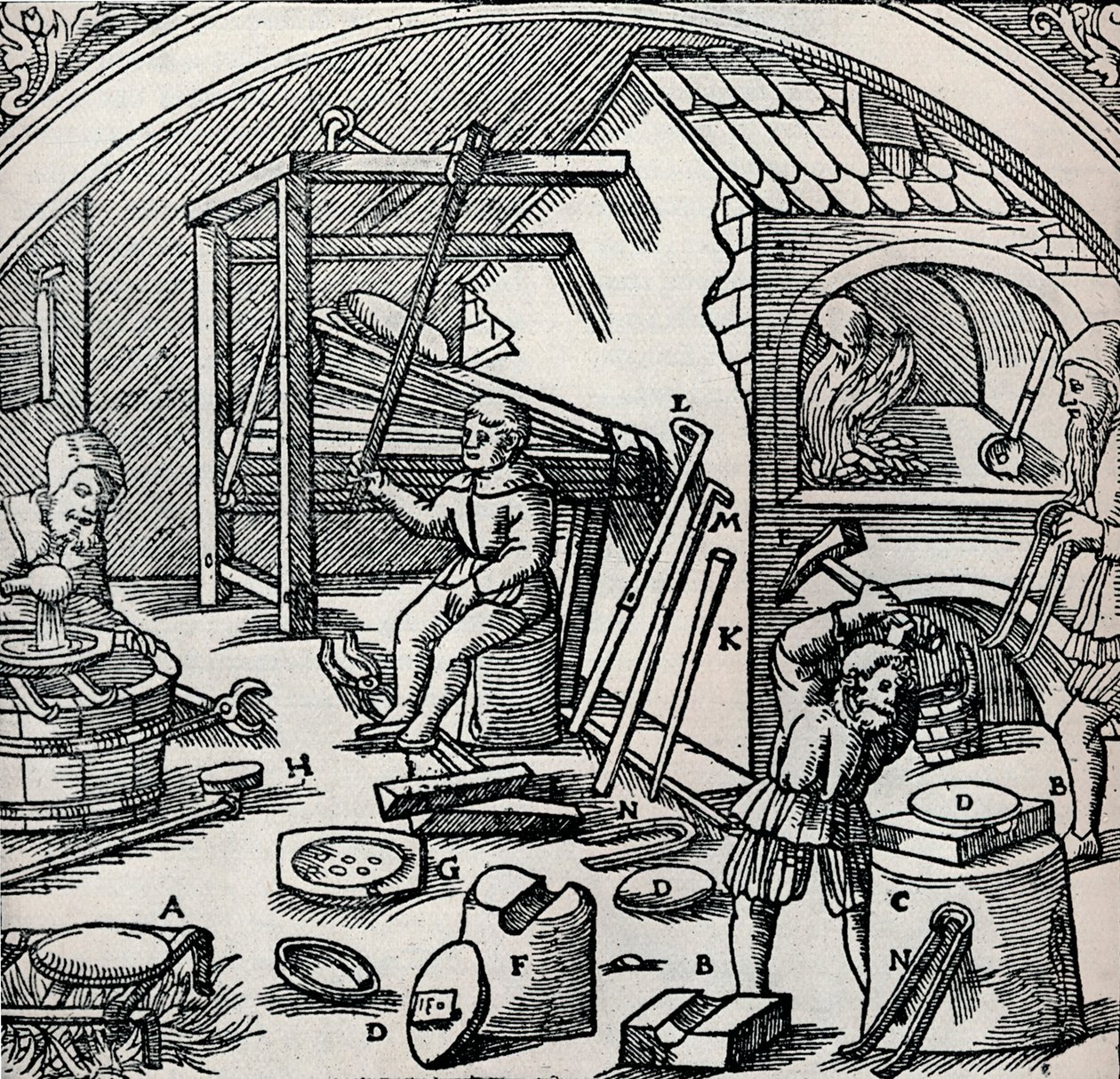 Een zilverraffinaderij, 1556, 1917 door Unbekannt