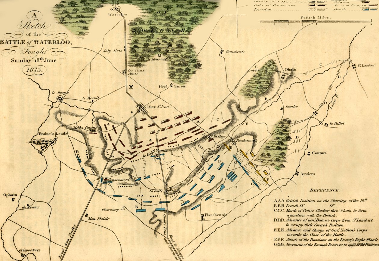 Een Schets van de Slag bij Waterloo door Unbekannt