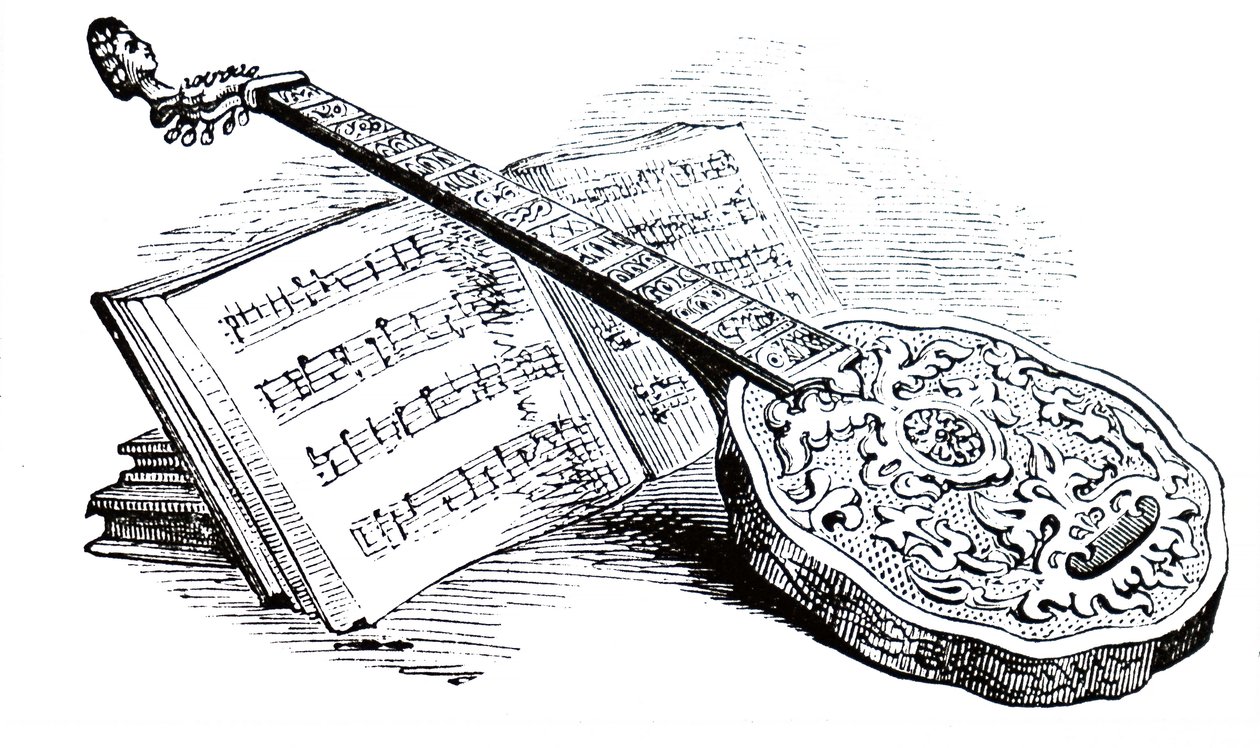 Een Tudor-citer en muziekboek door Unbekannt