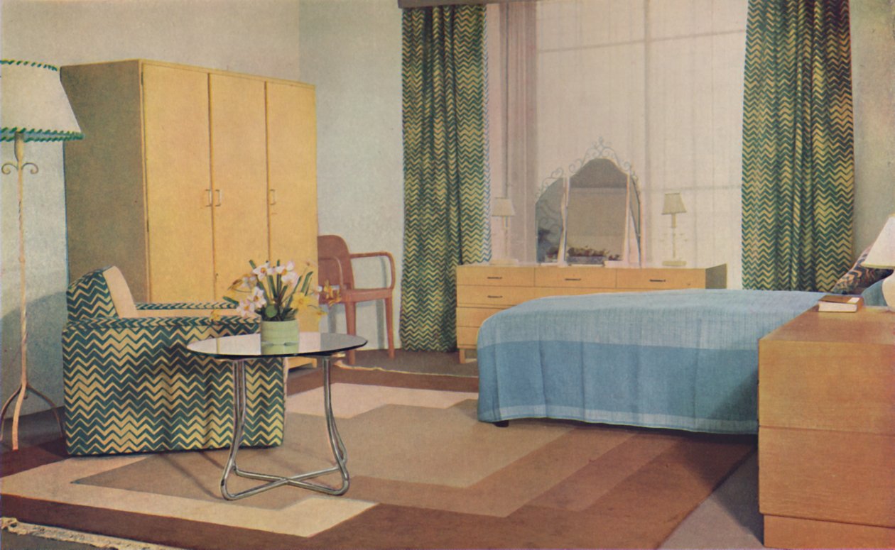 Een slaapkamer ontworpen door Miss P. E. Humphries, 1936 door Unbekannt