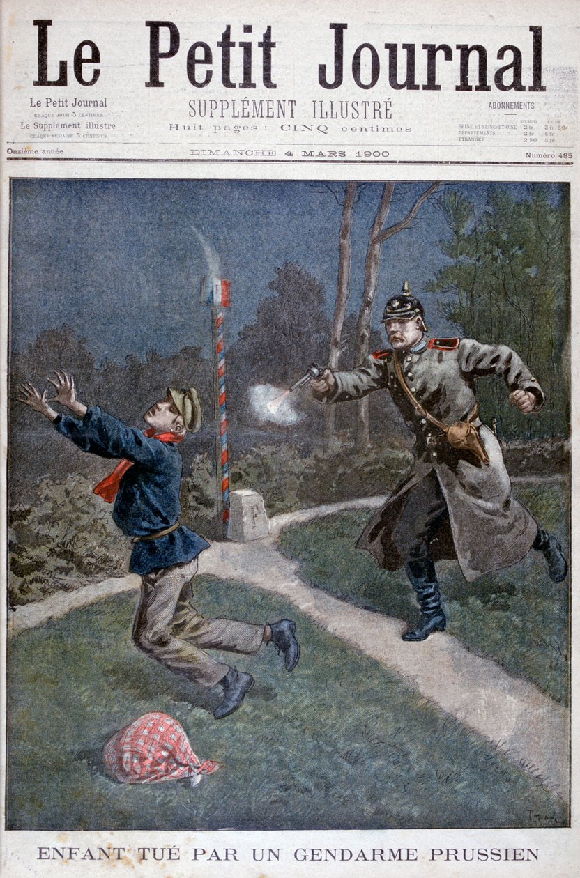 Een jongen neergeschoten door een Pruisische gendarme die ontsnapt uit een correctie-inrichting, 1900 door Unbekannt