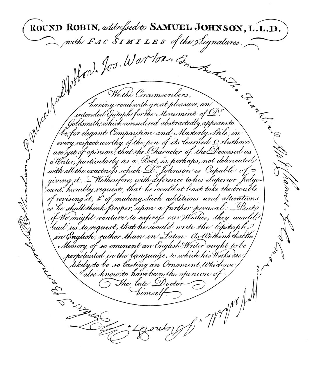 Een facsimile van de plaat in de eerste editie van Boswells Leven van Johnson, 1907 door Unbekannt