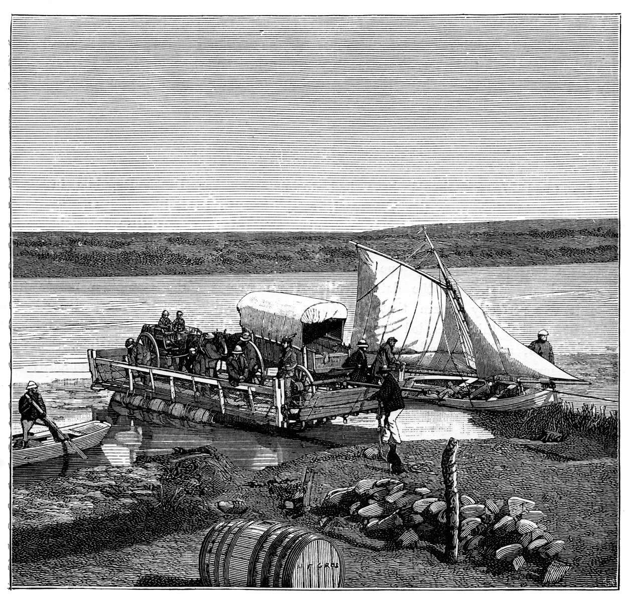 Een veerboot op de Vaalrivier, Transvaal, Zuid-Afrika, c1890 door Unbekannt