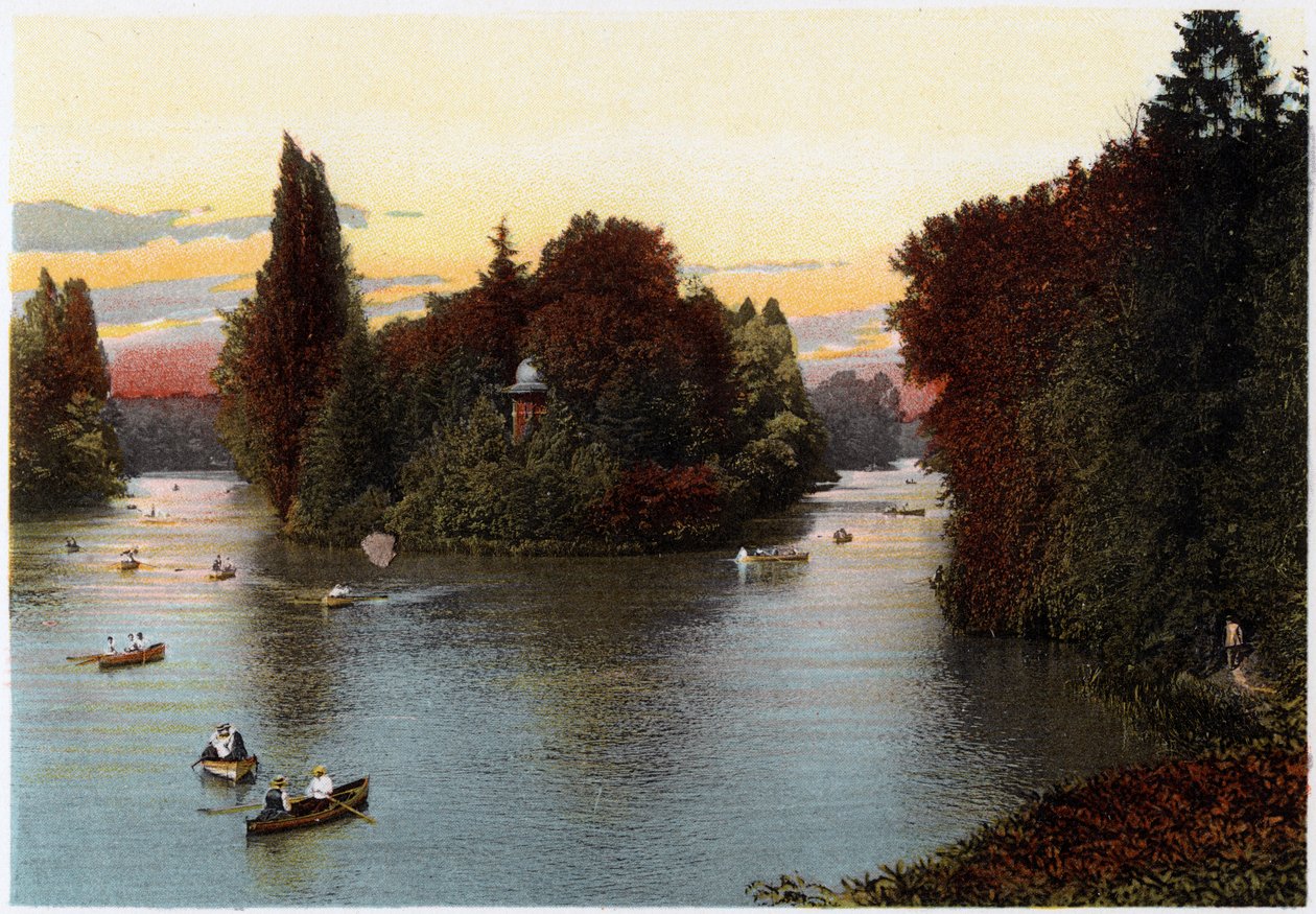 Een meer in het Bois de Boulogne, Parijs, ca. 1900 door Unbekannt