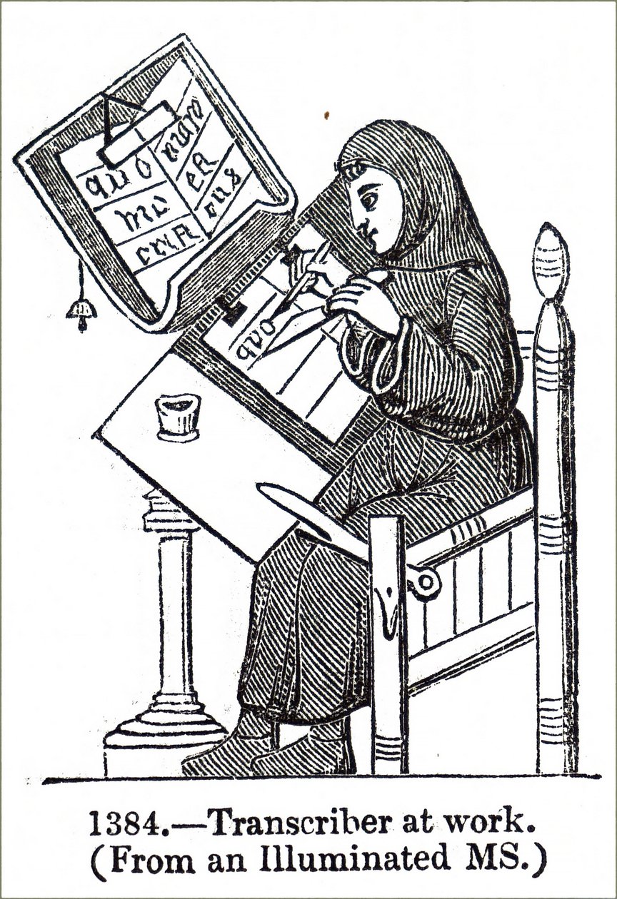 Een monnik die een manuscript verlucht door Unbekannt