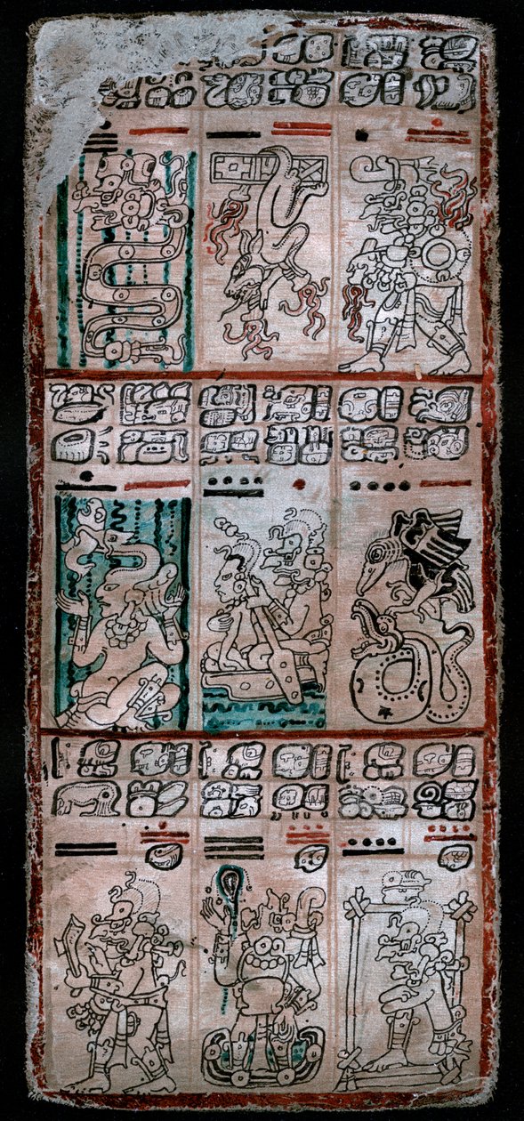 Een pagina uit de Dresden-codex, Maya-manuscript, 1901 door Unbekannt