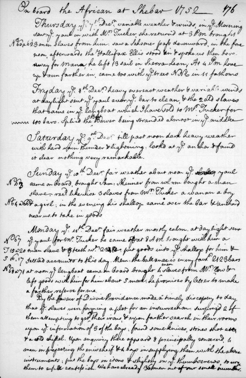 Een pagina uit het dagboek van John Newton, 1750-1754 1965 door Unbekannt