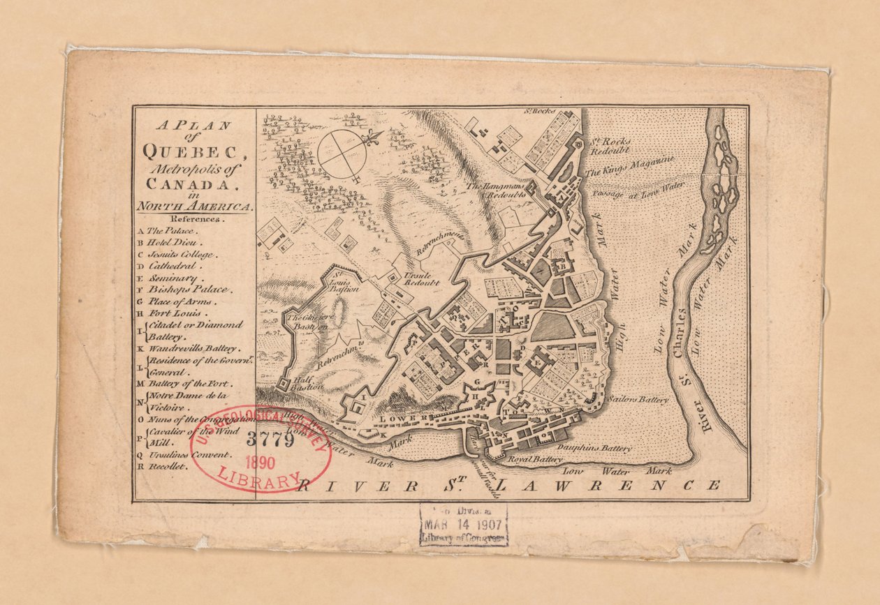 Een plan van Quebec, metropool van Canada in Noord-Amerika door Unbekannt