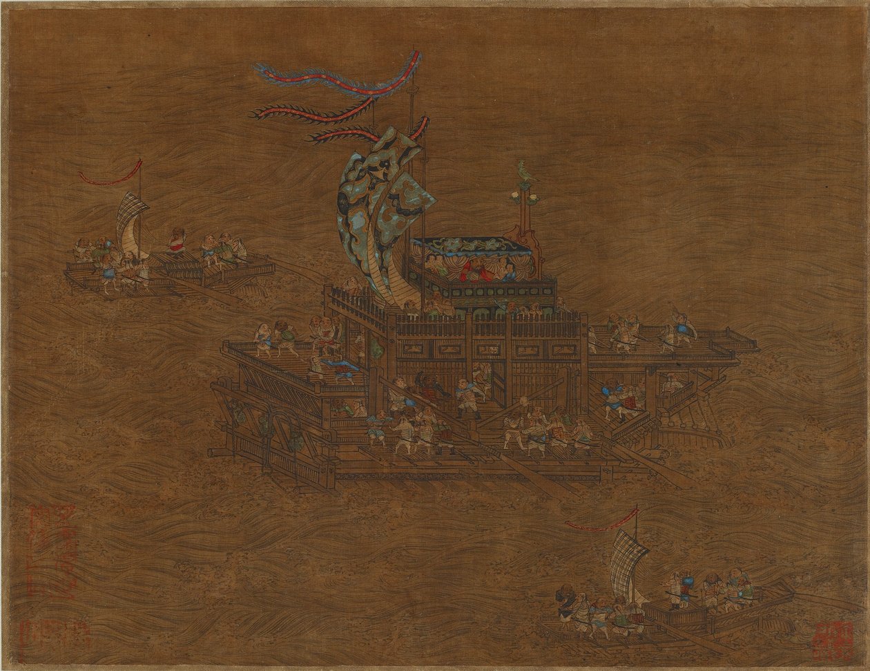 Een koninklijke boot op zee, Ming of Qing-dynastie, 16e-17e eeuw door Unbekannt