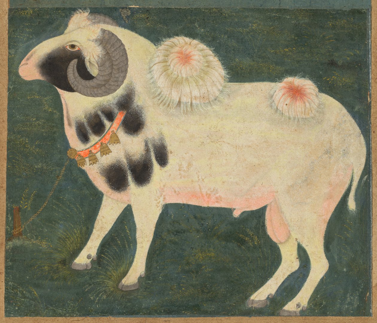 Een koninklijke ram met een gouden ketting door Unbekannt