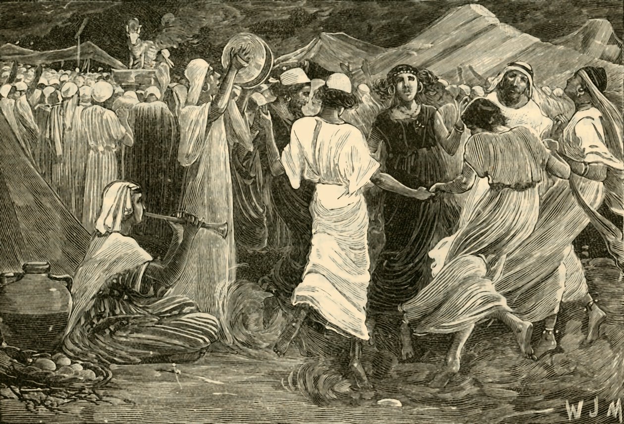 Aäron en de Israëlieten aanbidden het kalf, 1890 door Unbekannt