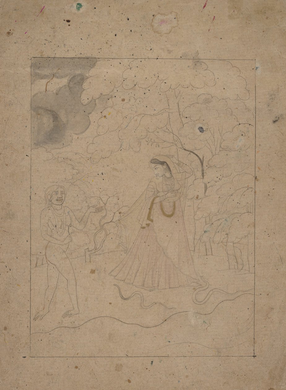 Abhisarika Nayika heldin die de nacht trotseert, ca. 1800 door Unbekannt
