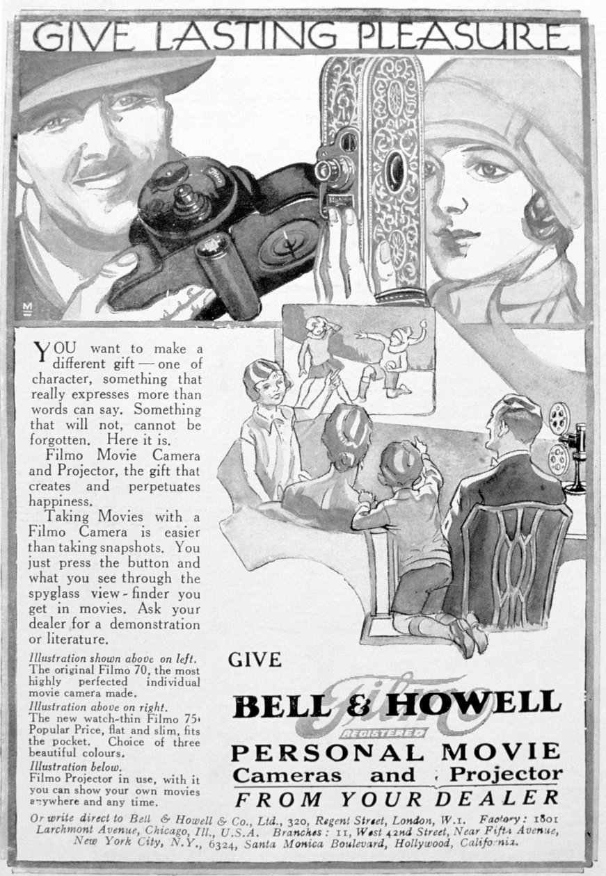 Advertentie voor Bell & Howell persoonlijke filmcamera