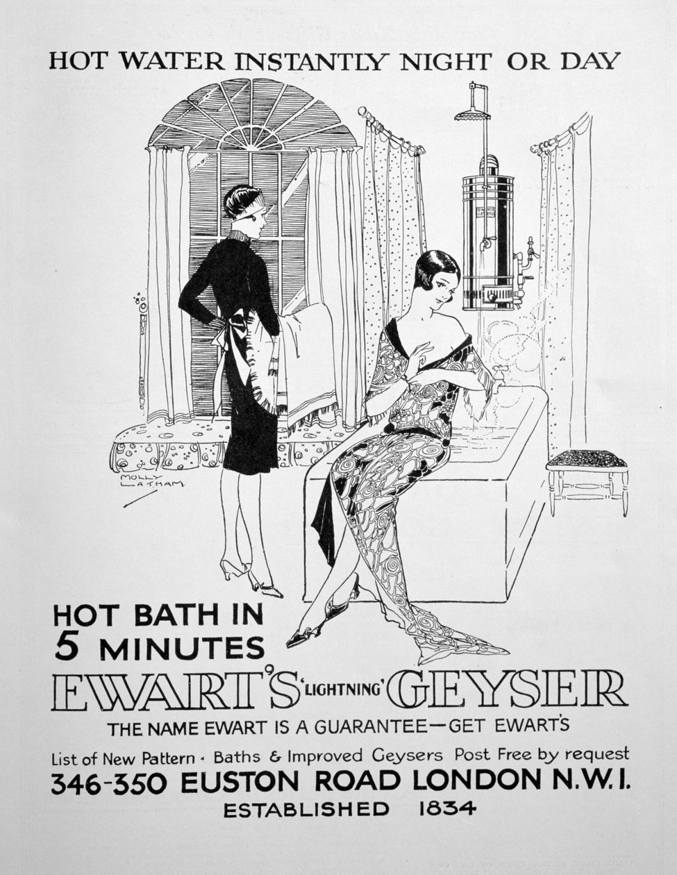 Advertentie voor Ewarts Geyser voor warm water, 1928 door Unbekannt