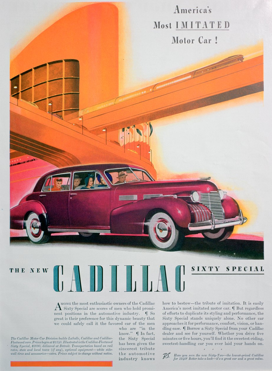 Advertentie voor de Cadillac Sixty Special auto, 1940 door Unbekannt