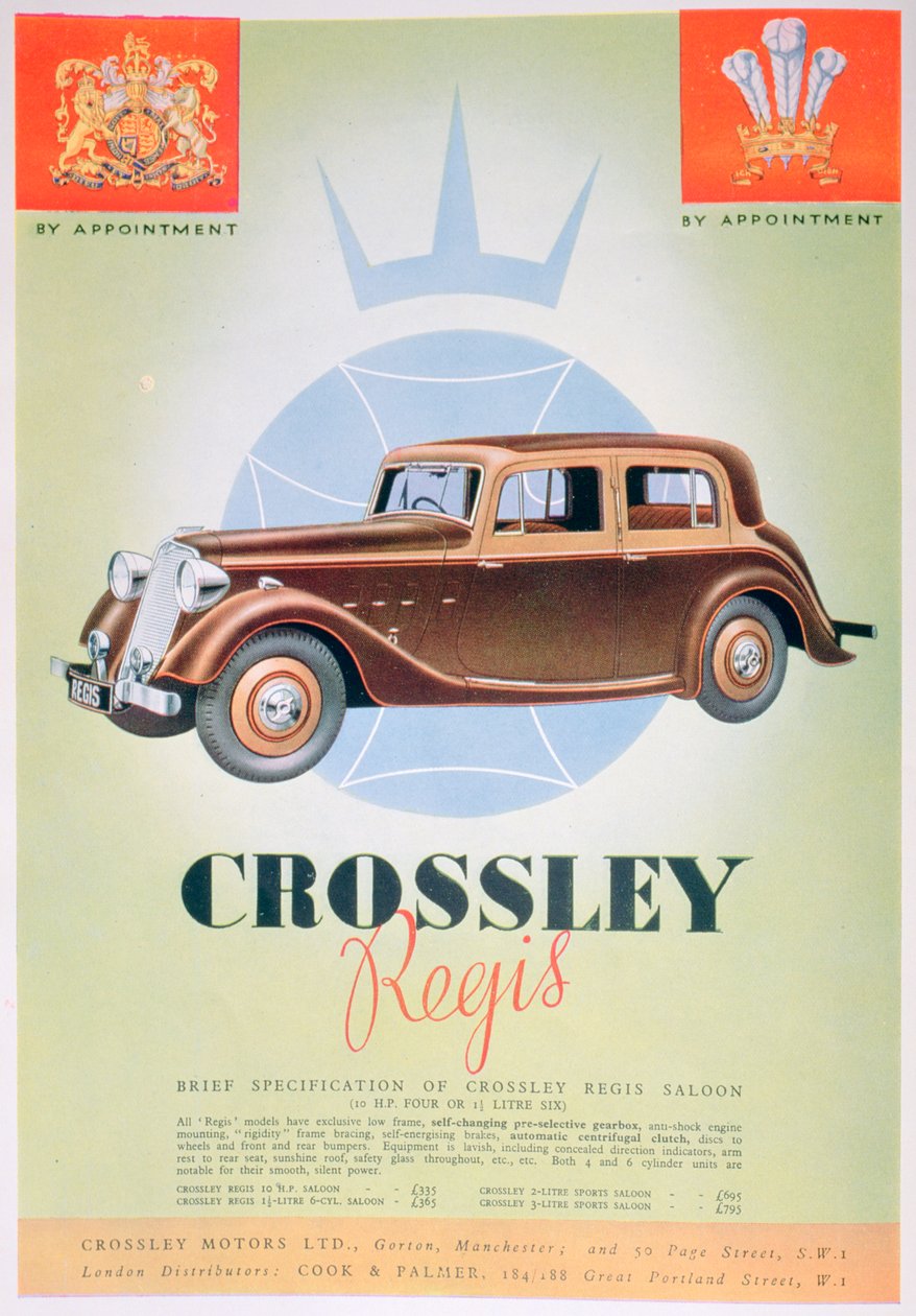 Advertentie voor de Crossley Regis auto, 1935 door Unbekannt