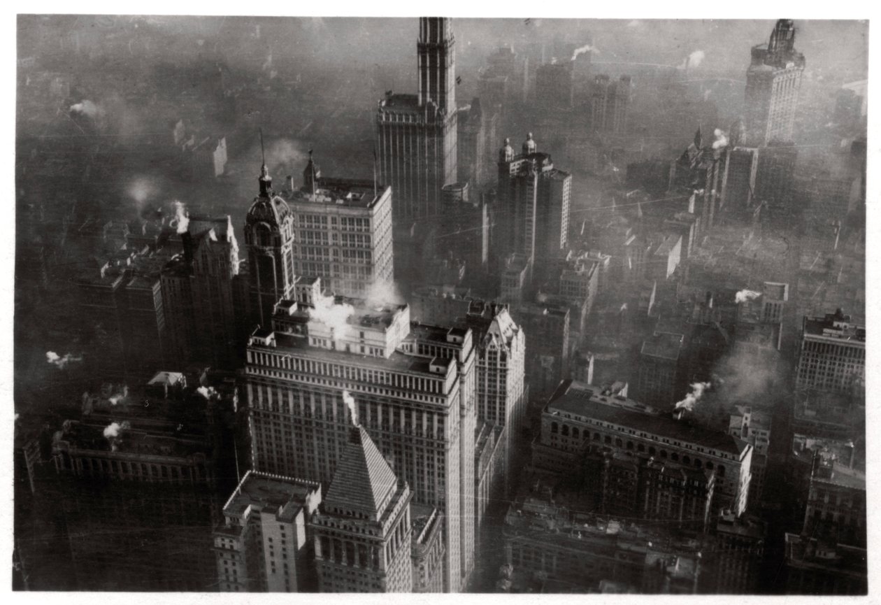 Luchtfoto van Manhattan, New York City, VS, vanuit een Zeppelin door Unbekannt