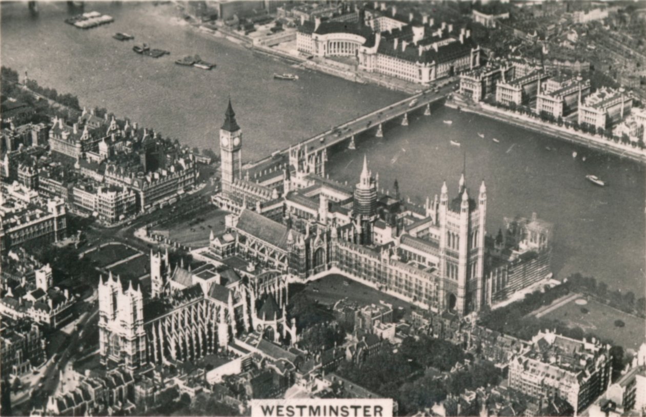 Luchtfoto van Westminster, 1939 door Unbekannt