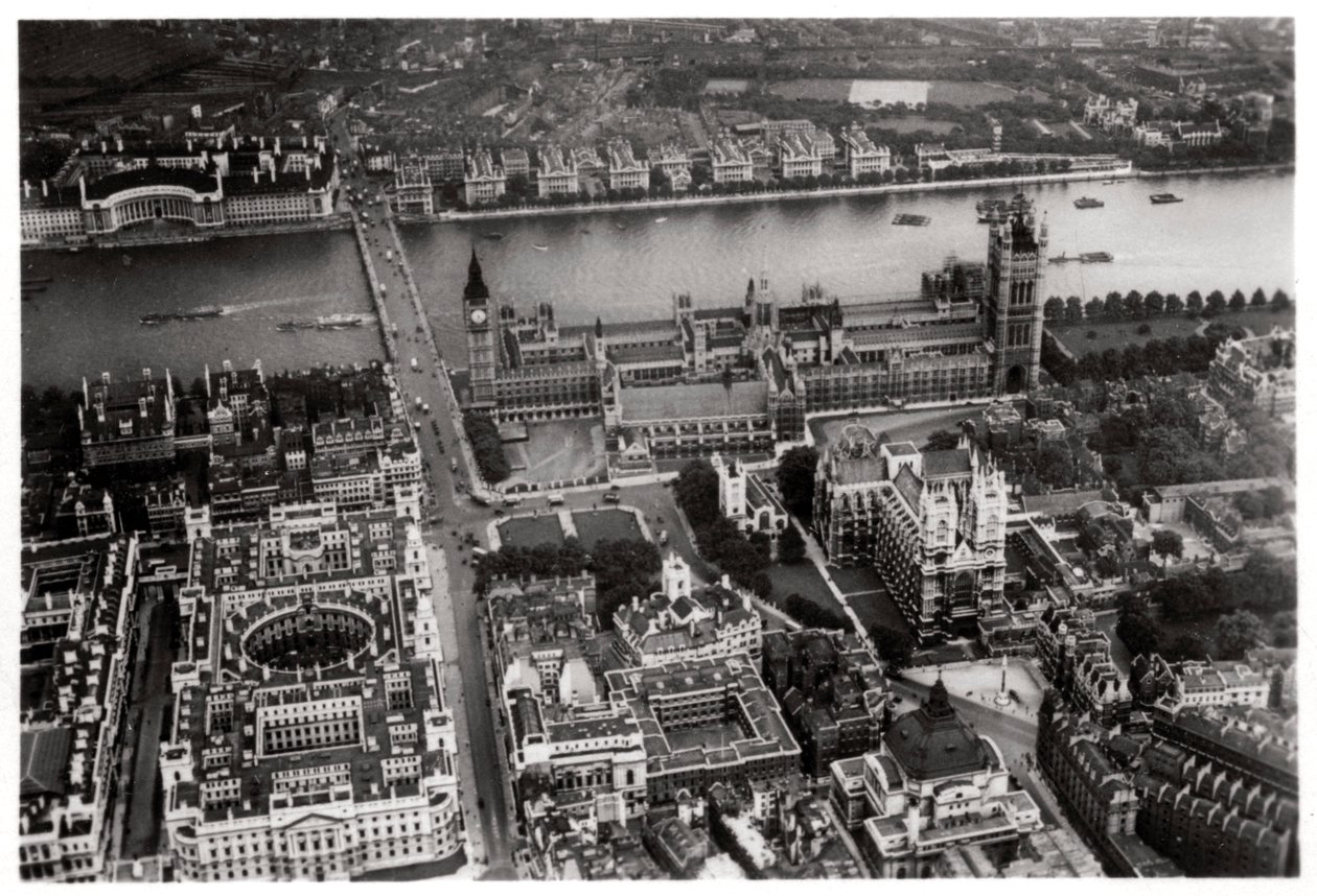 Luchtfoto van Westminster, Londen, vanuit een Zeppelin, 1931 door Unbekannt