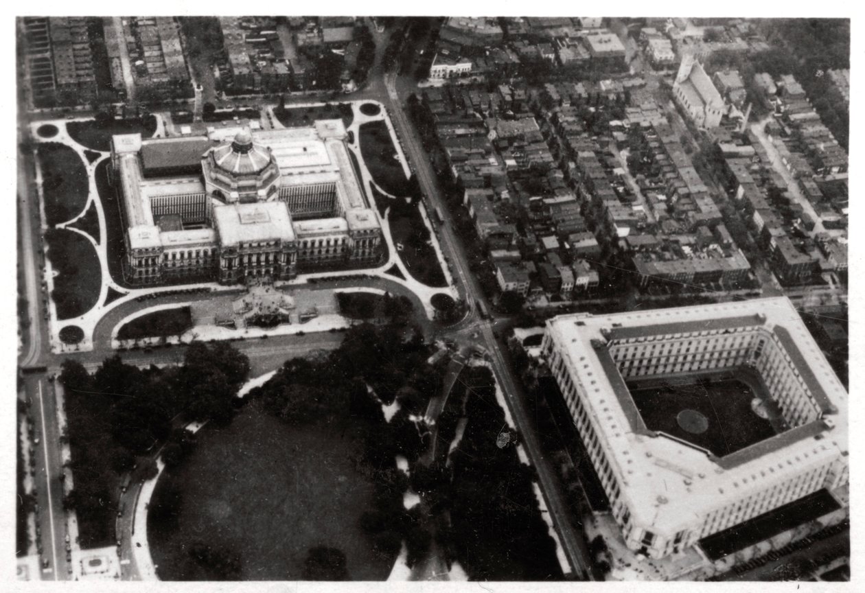 Luchtfoto van de Library of Congress, Washington DC, VS, vanuit een Zeppelin, 1928-1933 door Unbekannt