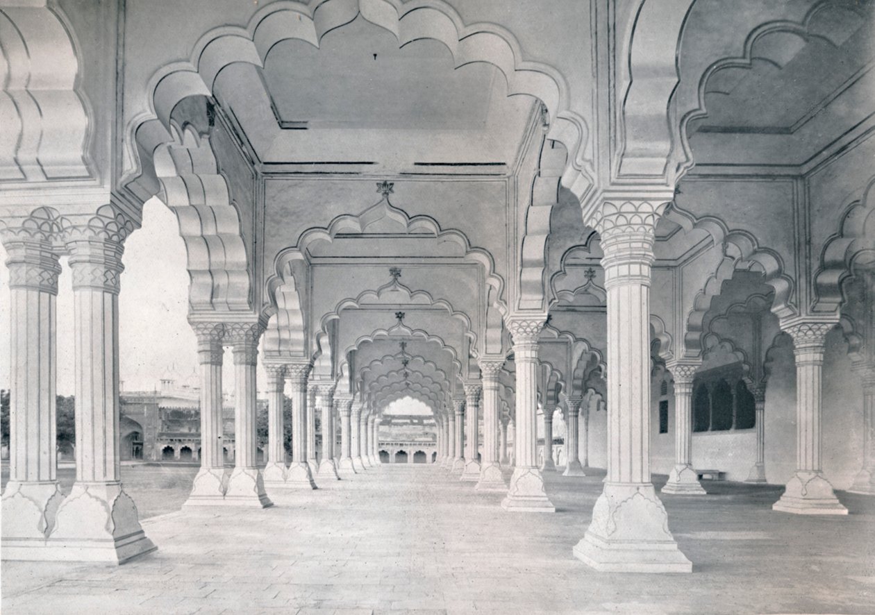 Agra. De Dewan-i-am, of Hal van Publieke Audiëntie, ca. 1910 door Unbekannt