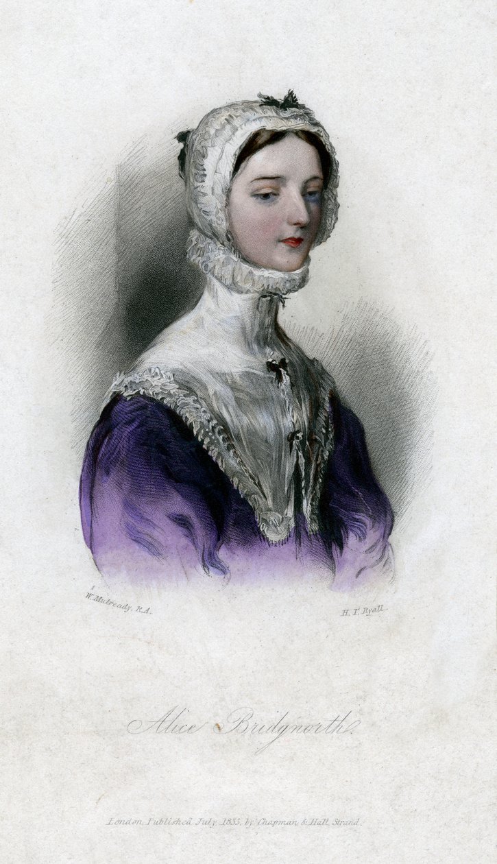 Alice Bridgenorth, een personage in Walter Scotts roman Peveril of the Peak, 1833 door Unbekannt