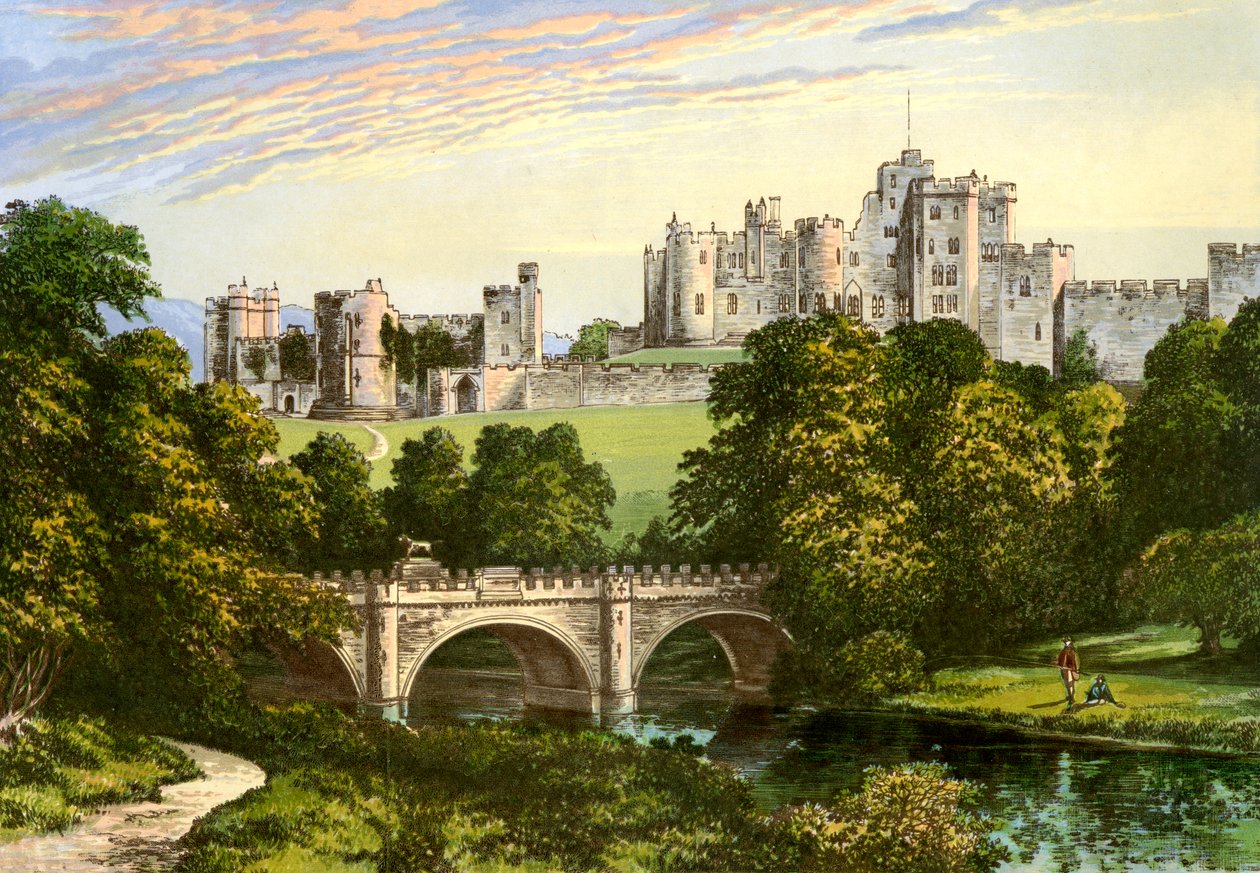 Alnwick Castle, Northumberland, huis van de hertog van Northumberland, ca. 1880 door Unbekannt
