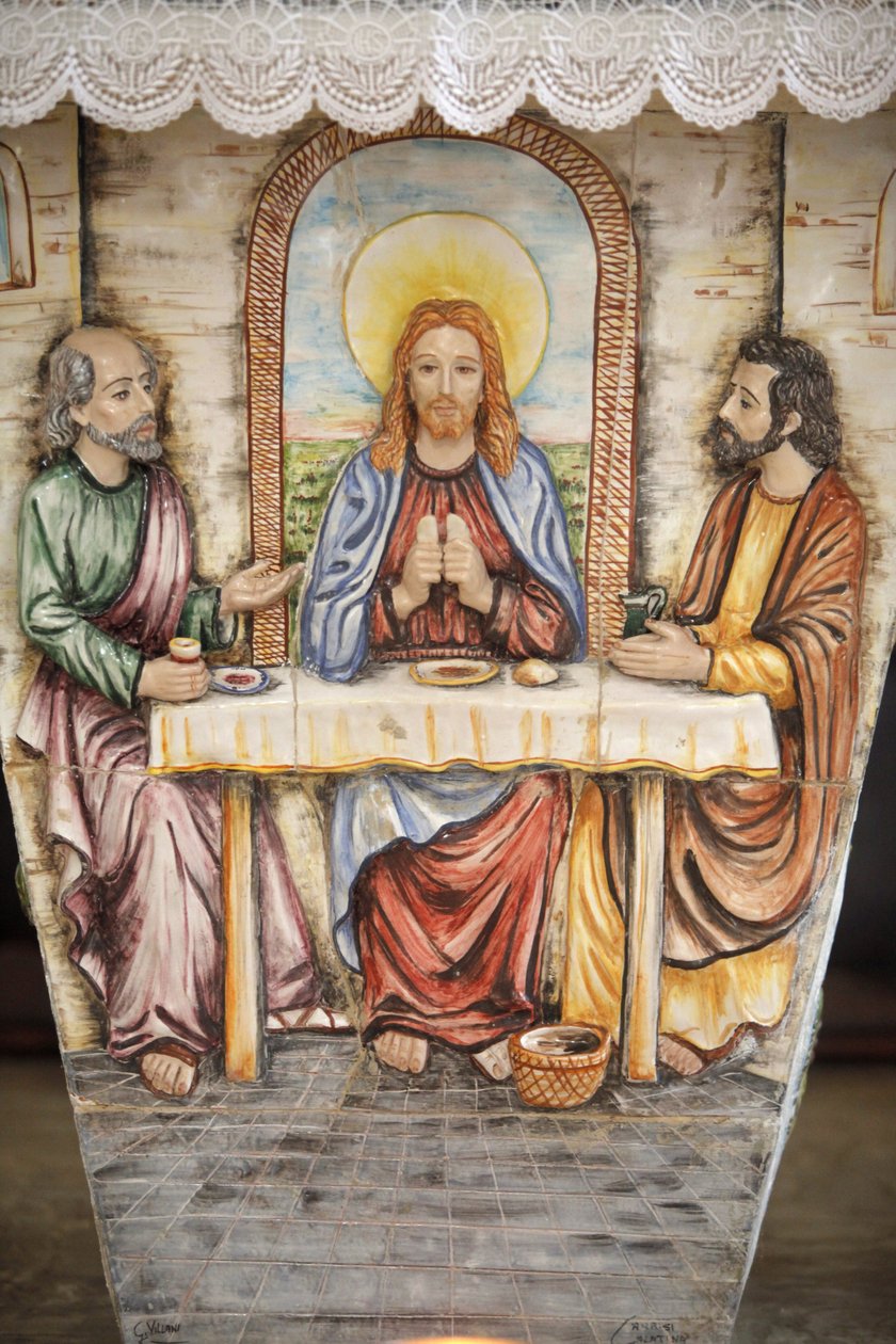 Altaar dat Jezus met de Emmaus-pelgrims uitbeeldt, Depressa, Italië door Unbekannt