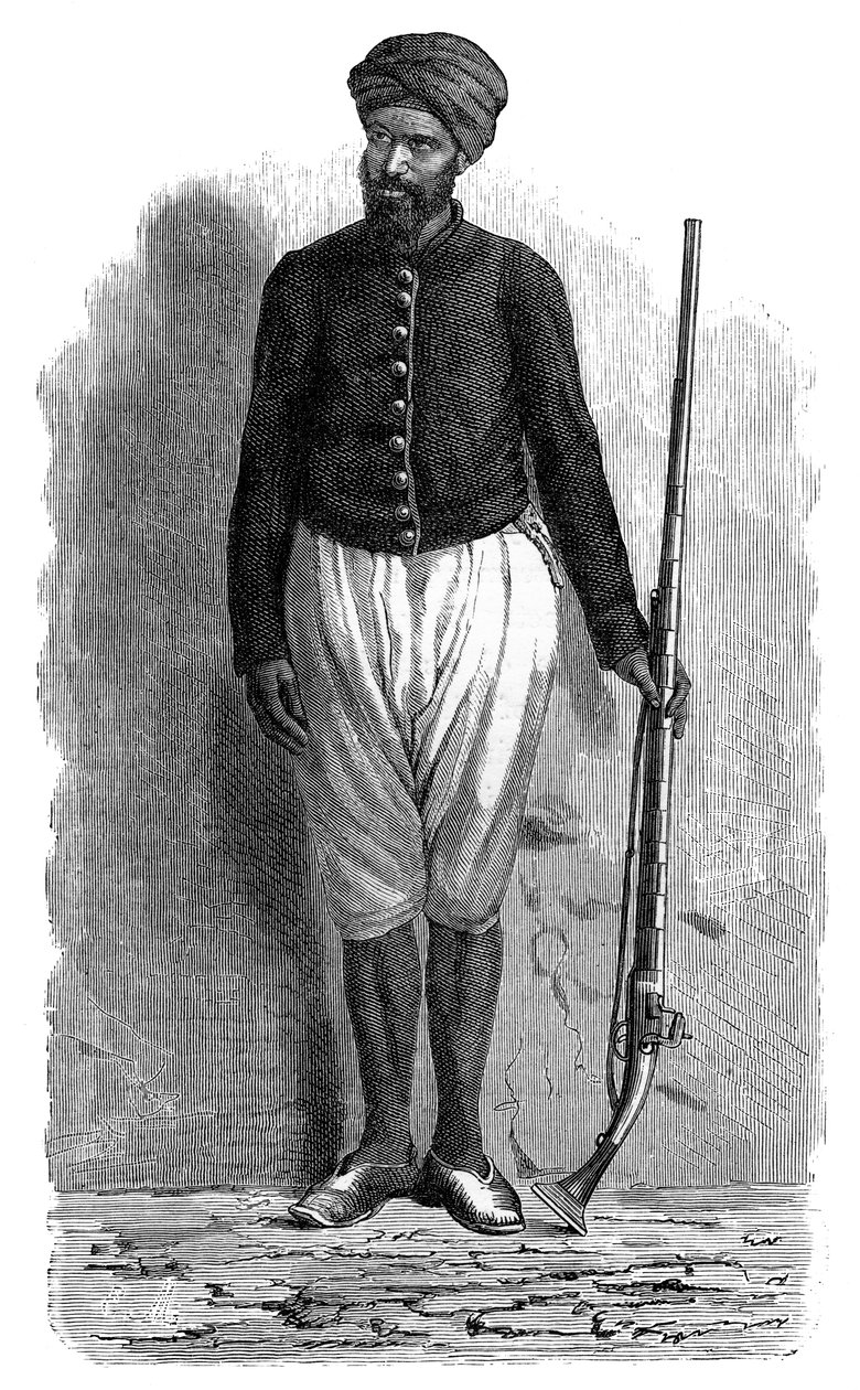 Een Arabische soldaat van Tunis, ca. 1890 door Unbekannt