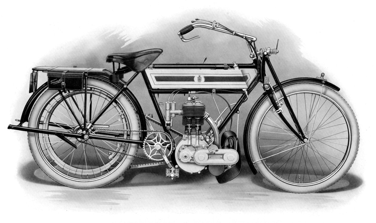 Een vroege Triumph-motorfiets, 1911-1912 door Unbekannt