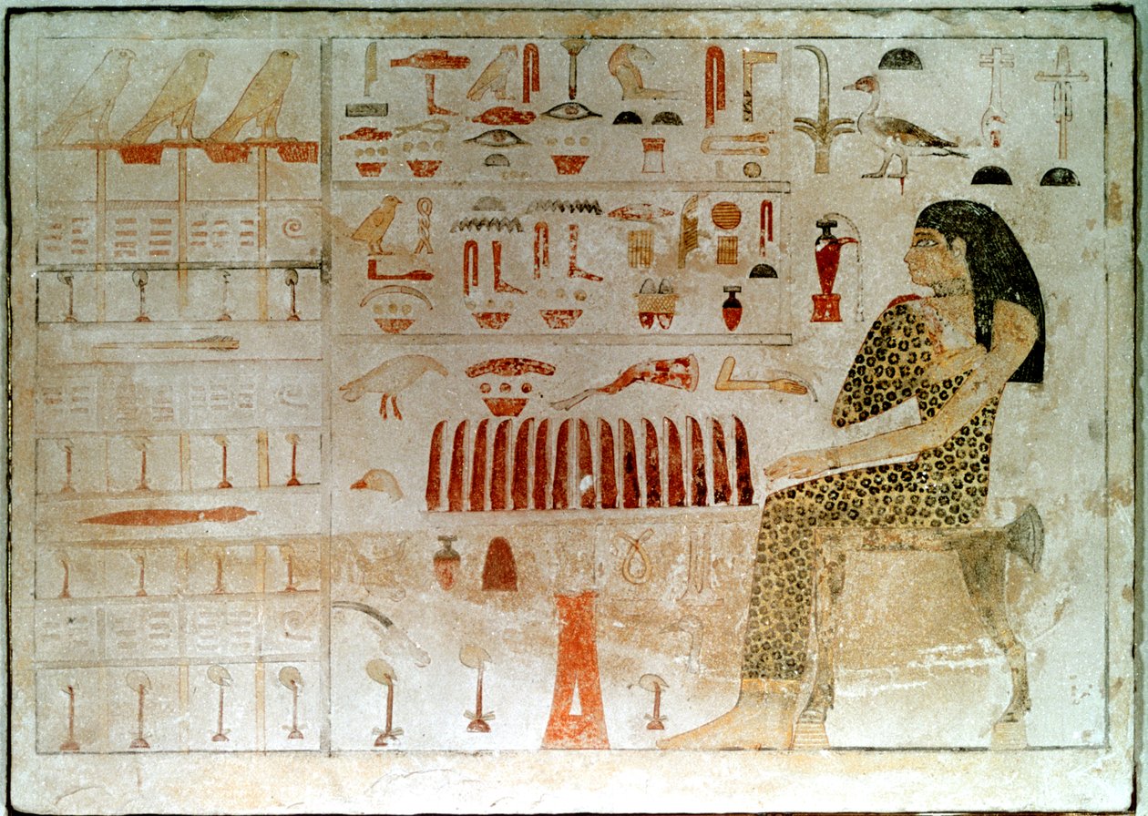 Oude Egyptische stele met hiërogliefen door Unbekannt