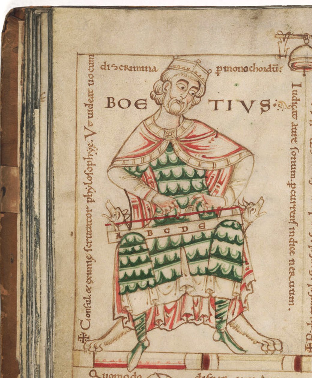Anicius Manlius Severinus Boethius uit: De institutione musica door Boethius, 12e eeuw door Unbekannt