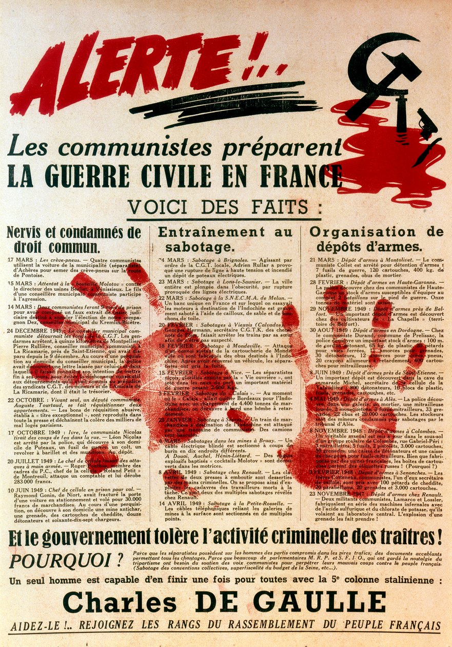 Anti-communistische pro-Gaullistische poster, 1949 door Unbekannt