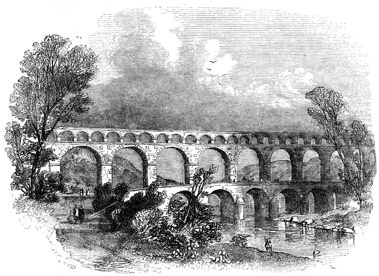 Aquaduct van Nîmes bij de Pont du Gard, Frankrijk, 1886 door Unbekannt
