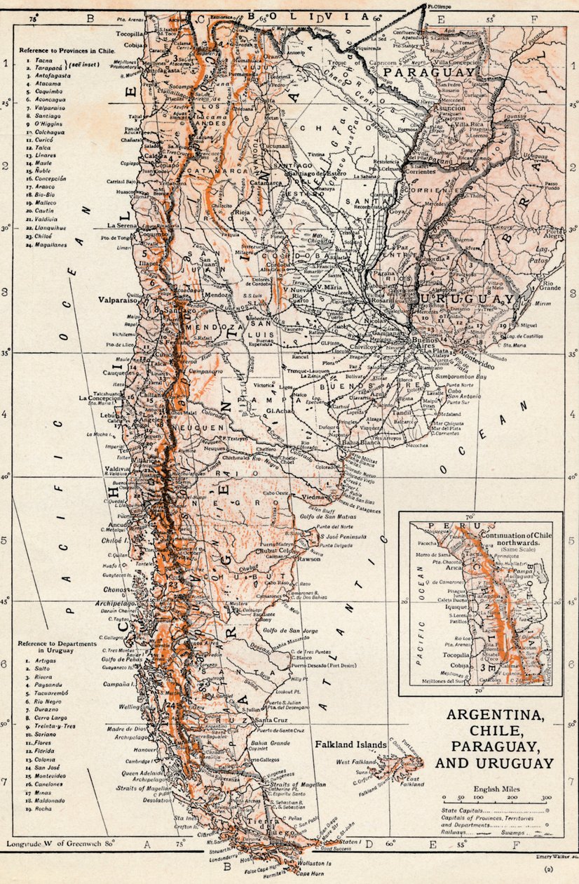 Argentinië, Chili, Paraguay en Uruguay door Unbekannt