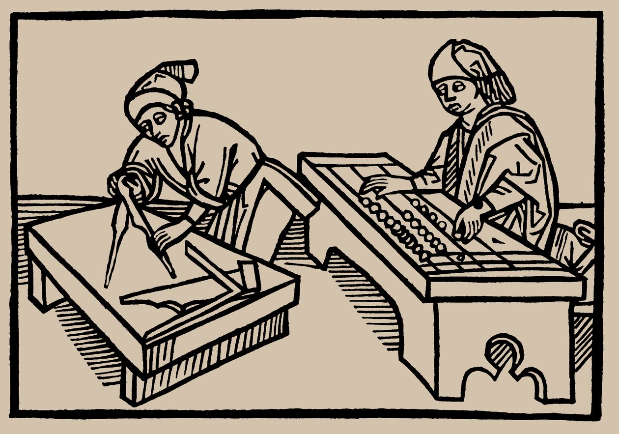 Rekenen en Meetkunde. Uit Speculum Vitae Humanae door Rodericus Zamorensis, 1479 door Unbekannt