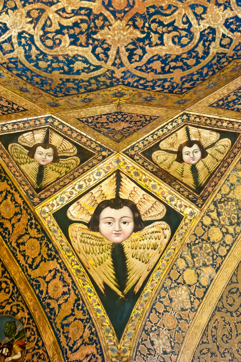 Armeense Apostolische Kerk; plafondschildering; gezicht met vleugels; cherubijnen en serafijnen; Vank-kathedraal; Jolfa of New Julfa; Isfahan; Iran; Azië door Unbekannt