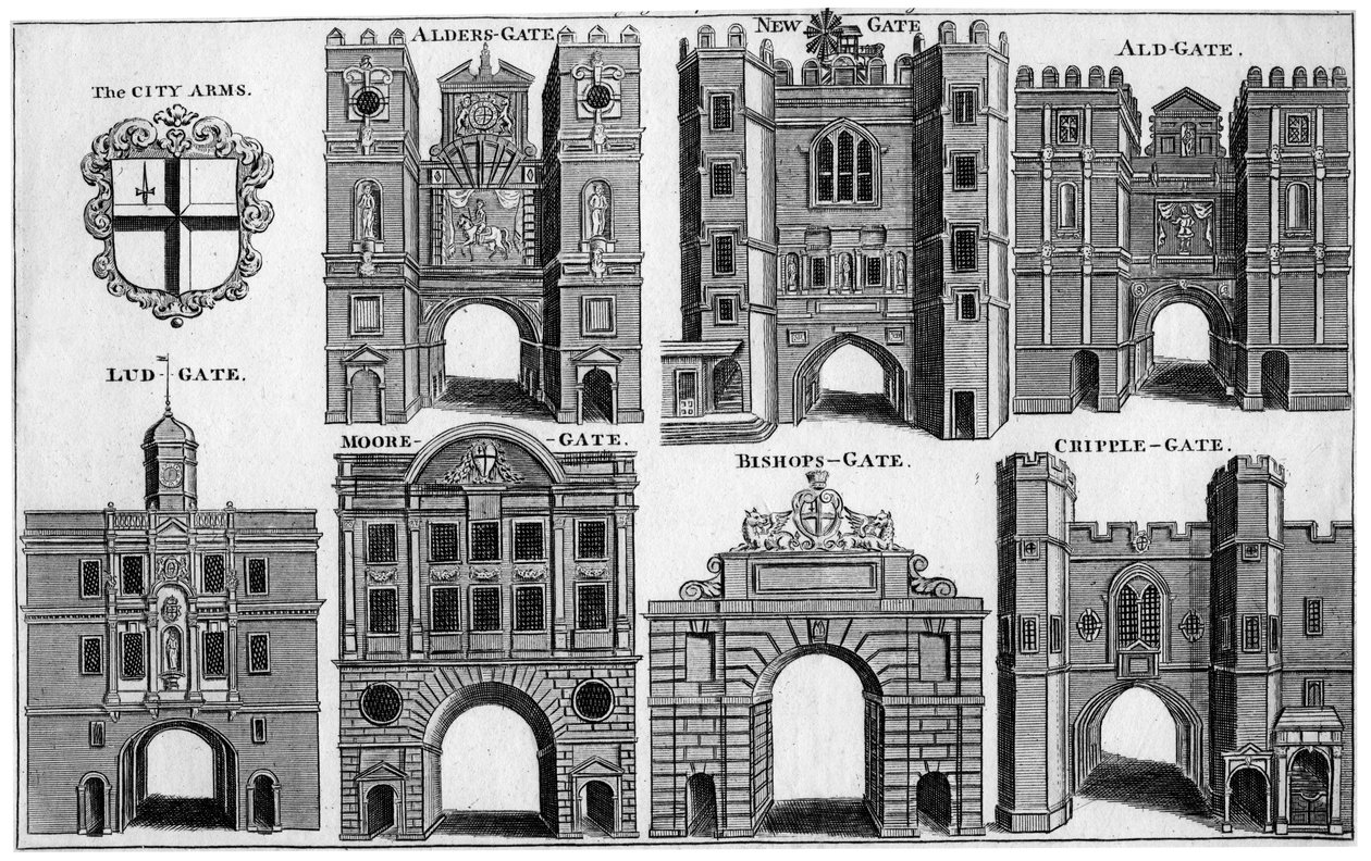 Wapens en poorten van de stad Londen door Unbekannt