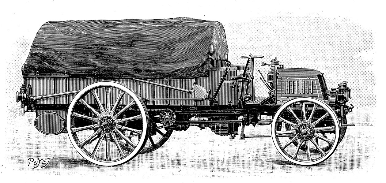 Legervrachtwagen van Daimler, met 4-cilinder 12 pk motor, 1904 door Unbekannt