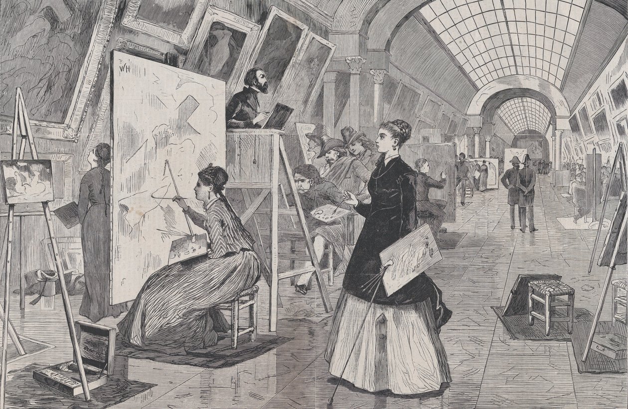 Kunststudenten en kopiisten in de Louvre-galerij, Parijs Harper