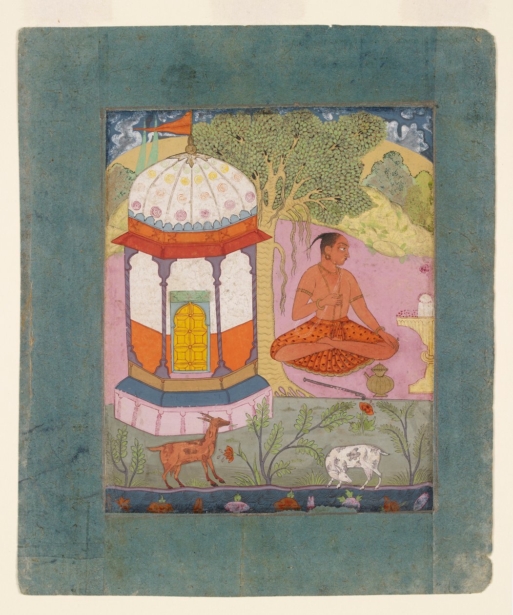 Asceet in een landschap, illustratie van de muzikale modus Bangali Ragini door Unbekannt