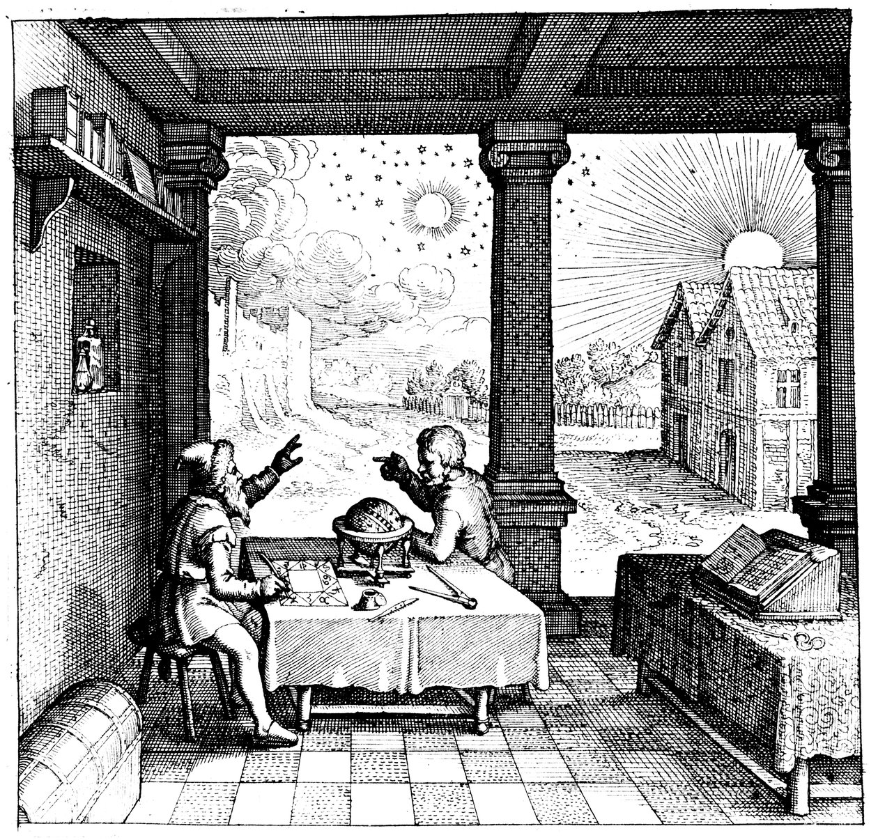 Astrologen bereiden een horoscoop voor, 1617-1619 door Unbekannt