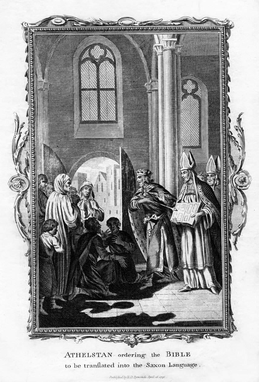 Athelstan beveelt de Bijbel in de Saksische taal te vertalen door Unbekannt