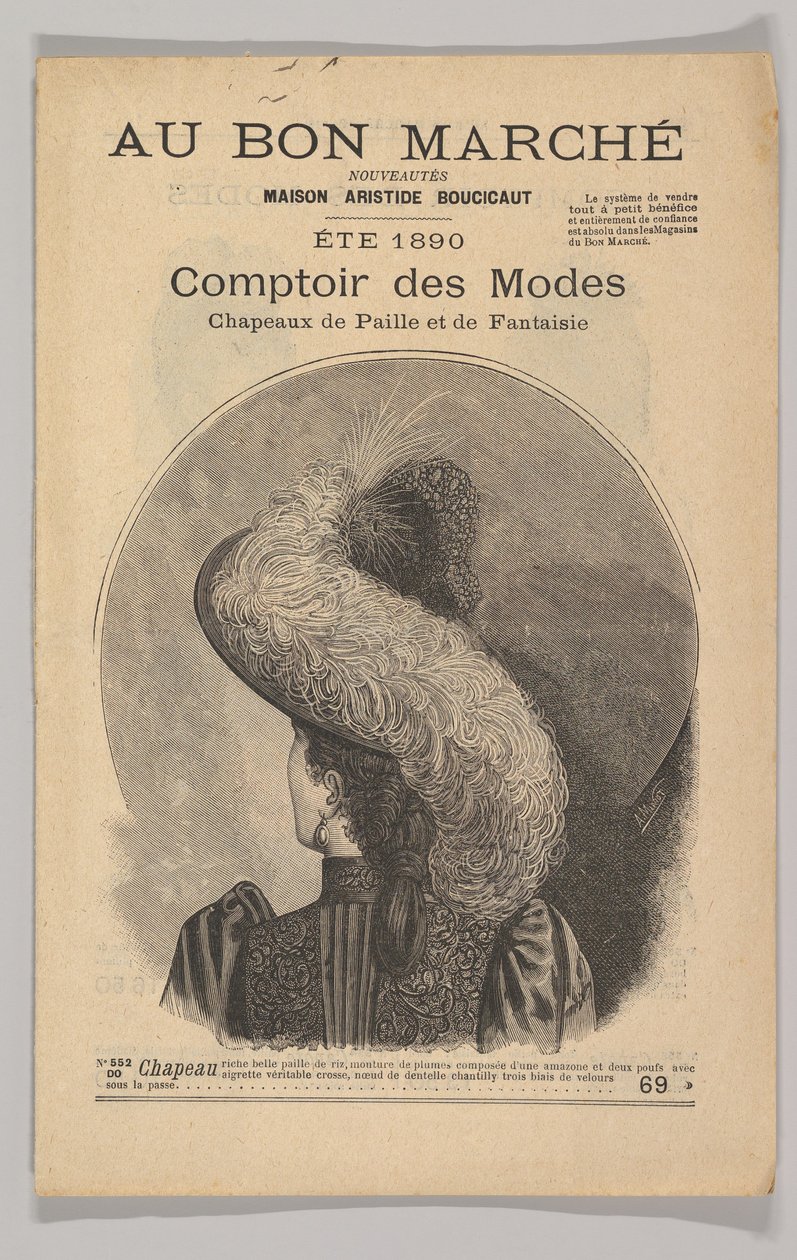Au Bon Marché-Comptoir des Modes, Chapeaux de Paille de Fantaisie, zomer 1890 door Unbekannt