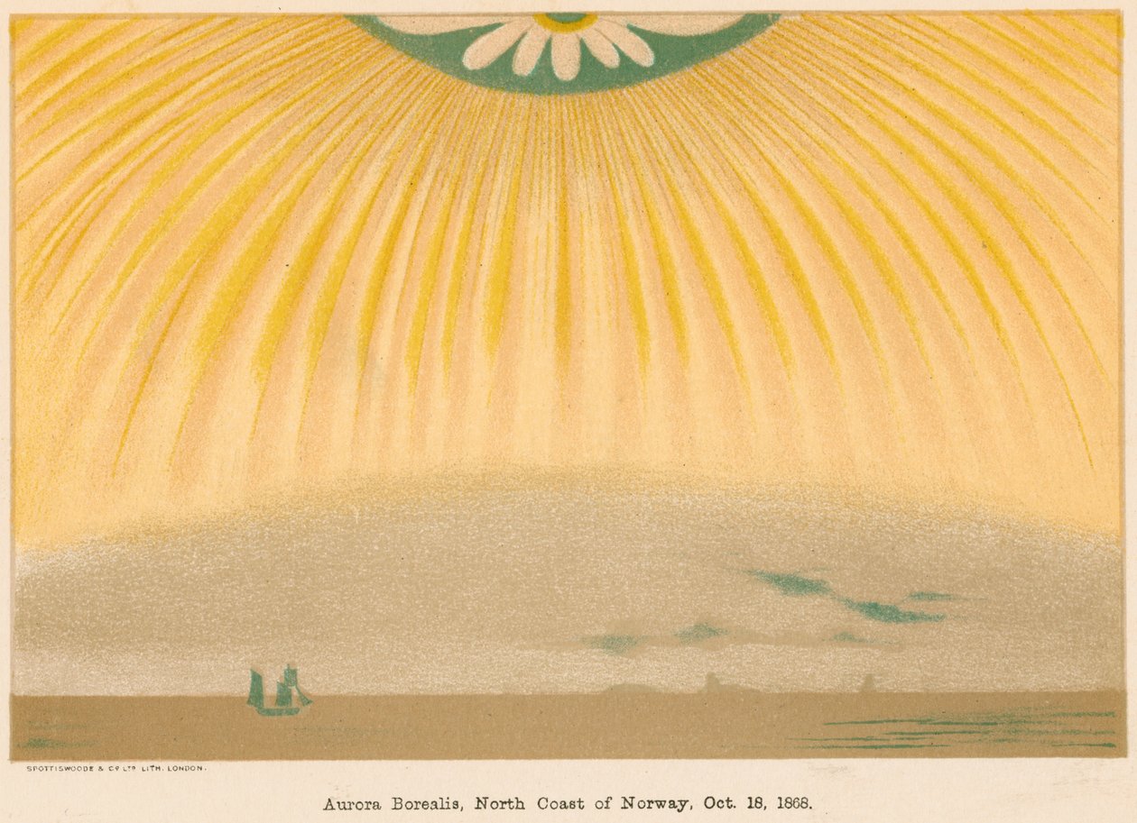 Aurora Borealis of Noorderlicht waargenomen vanuit Noord-Noorwegen, 10 oktober 1868, 1906 door Unbekannt
